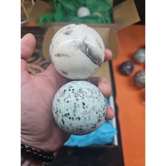 Ocean Jasper Spheres 60mm+ Set Of 2 Random Selection W/stands - Picture 5 of 6